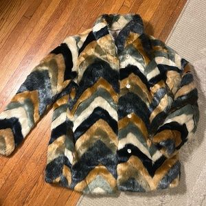 H&M multicolor faux fur coat